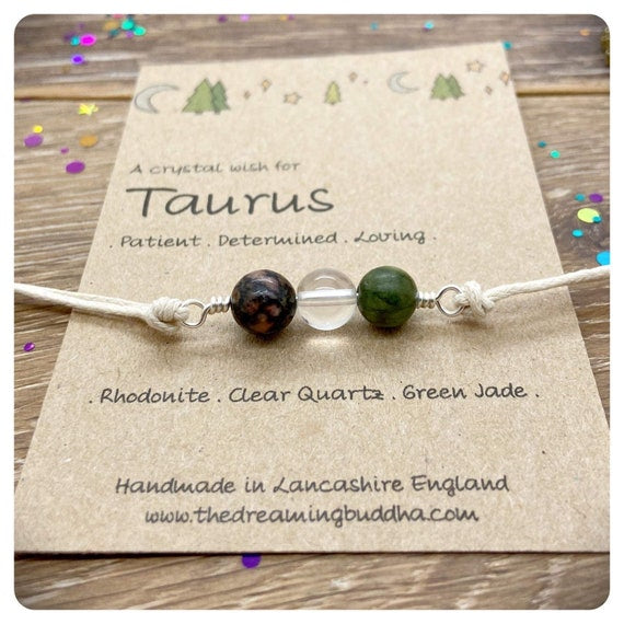 Taurus Zodiac Crystal Bracelet, Horoscope Gift, Astrology Birthstone Anklet, Personalised Star Sign Gift