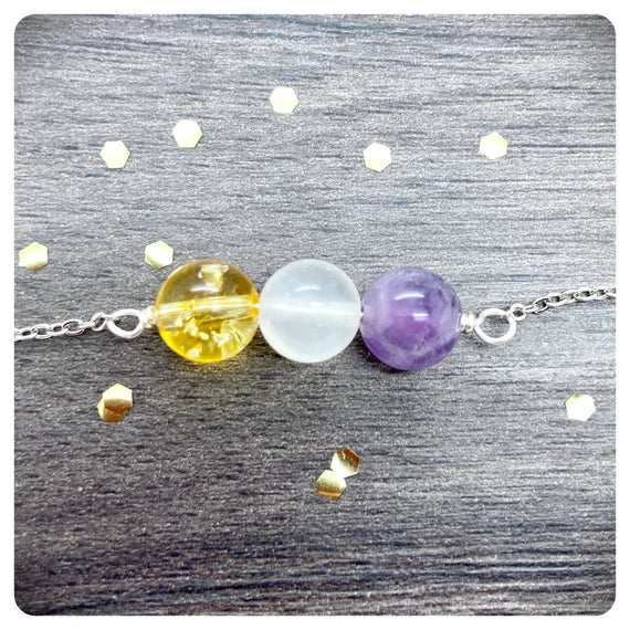 Personalised Crystal Joy Necklace, Positivity Gemstones, Positive Mindset Jewellery, Choose Joy Choker, Manifest Happiness Crystals