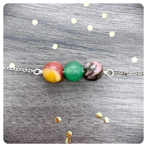 Achieving Goals Bead Bar Necklace, Crystals For Success, Healing Crystals For Self Esteem, Personalised Crystal Intentions Necklace