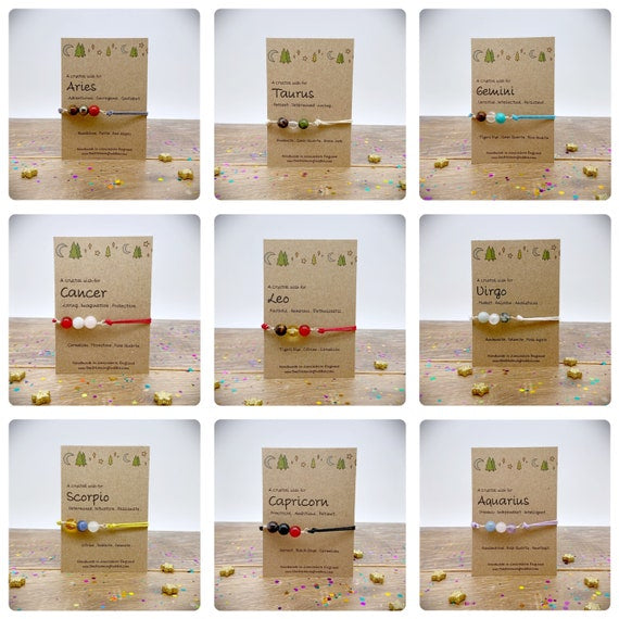 Choose Your Sign Zodiac Crystal Bracelet, Horoscope Gift, Astrology Birthstone Anklet, Personalised Star Sign Gift