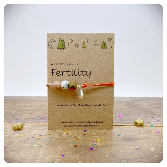 Fertility Crystal Bracelet, IVF Crystal Gift, Hand Wrapped Gemstone Bracelet, Pregnancy Wish Bracelet, Emotional Support Gift