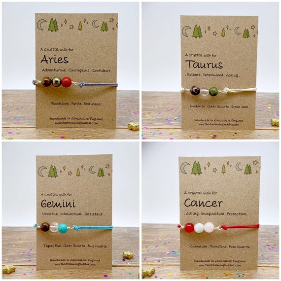 Choose Your Sign Zodiac Crystal Bracelet, Horoscope Gift, Astrology Birthstone Anklet, Personalised Star Sign Gift
