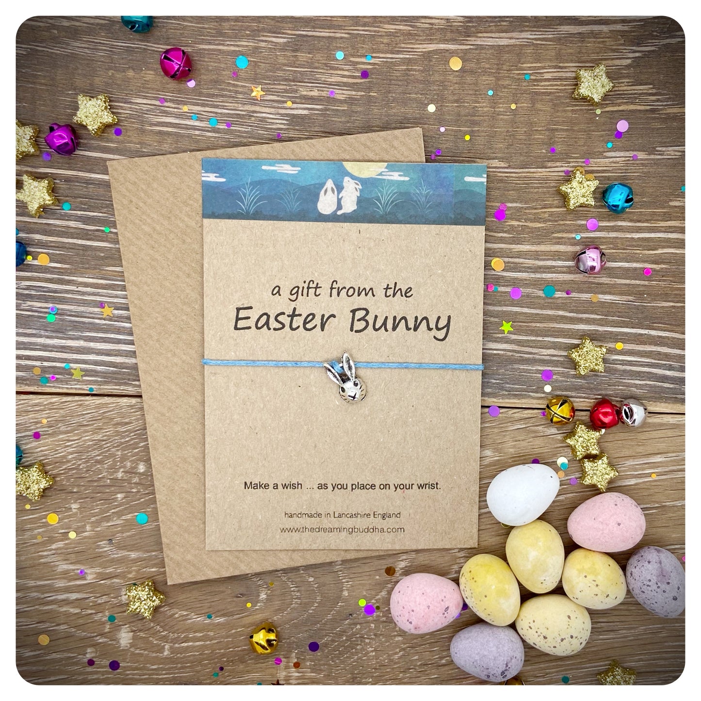Pack Of Four Easter Bunny Wish Bracelet Cards, Easter Egg Hunt Prizes, Easter Letterbox Gifts, Rabbit Friendship Bracelets