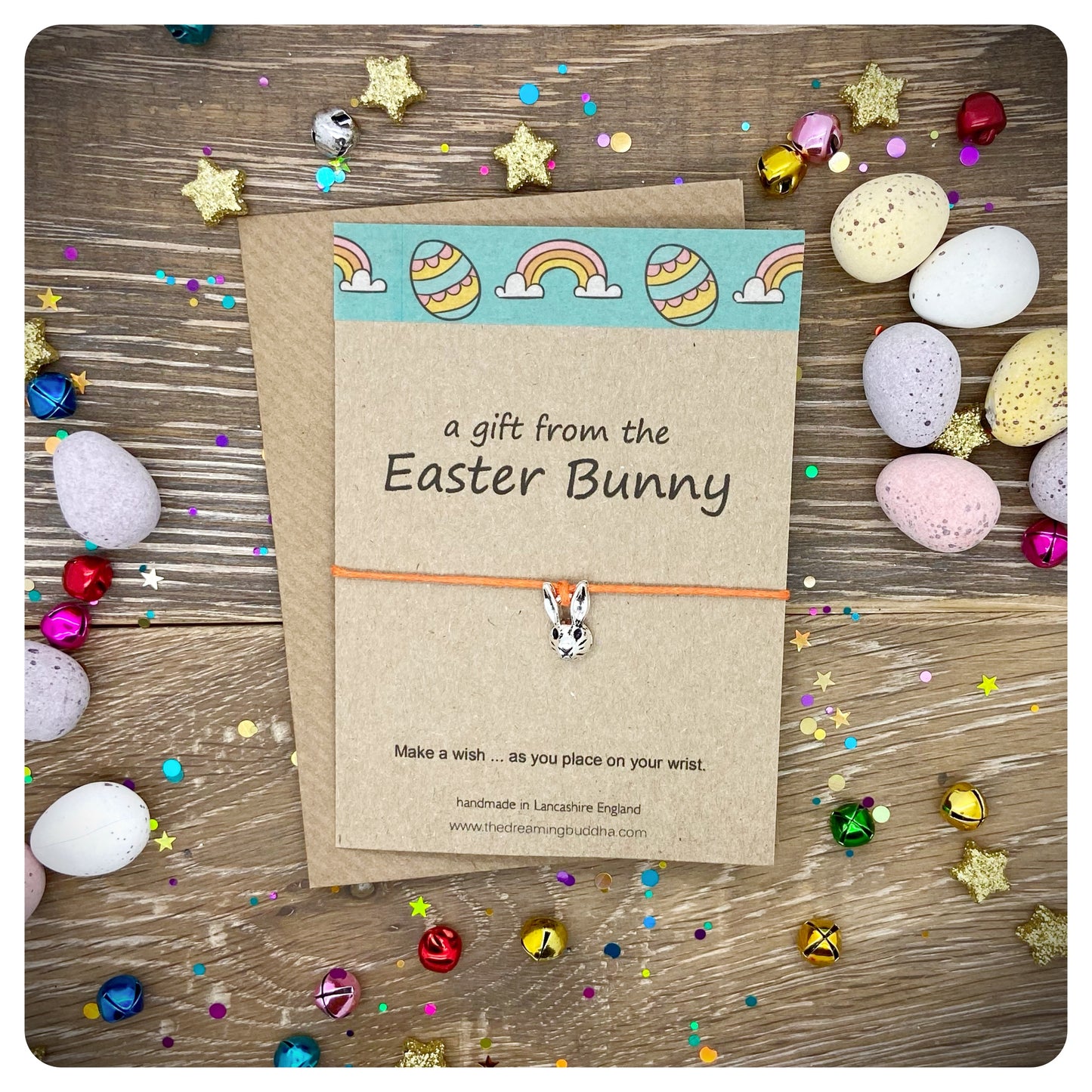 Pack Of Four Easter Bunny Wish Bracelet Cards, Easter Egg Hunt Prizes, Easter Letterbox Gifts, Rabbit Friendship Bracelets