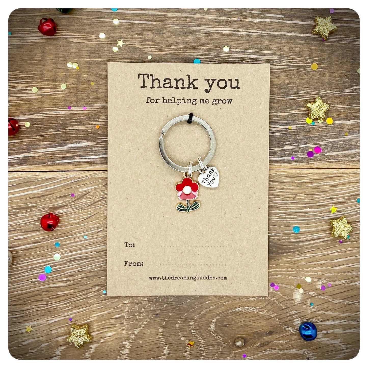 Thank You For Helping Me Grow Teacher Gift, End Of Term Teacher Keyring, Personalised Teacher Gift