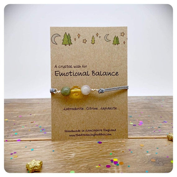 Emotional Balance Wrapped Crystal Bracelet, Emotional Healing Jewellery, Hormone Support Bracelet, Calming Emotions Crystals