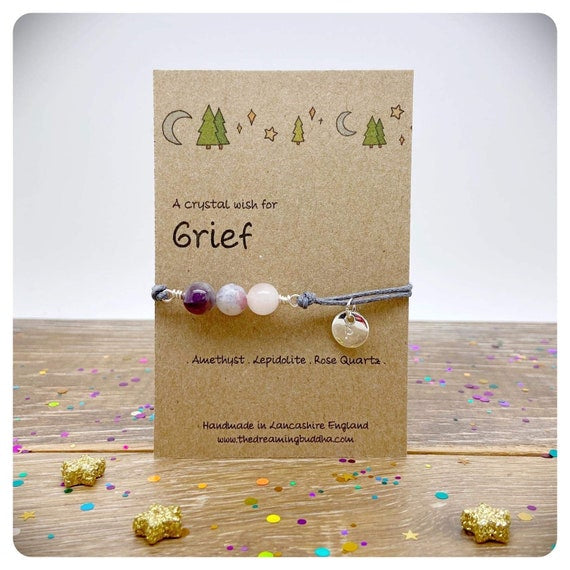 Grief & Loss Crystal Bracelet, Postal Bereavement Gift, Grief Support Healing Bracelet, Family Loss Memorial Gifts, Sorry For Your Loss
