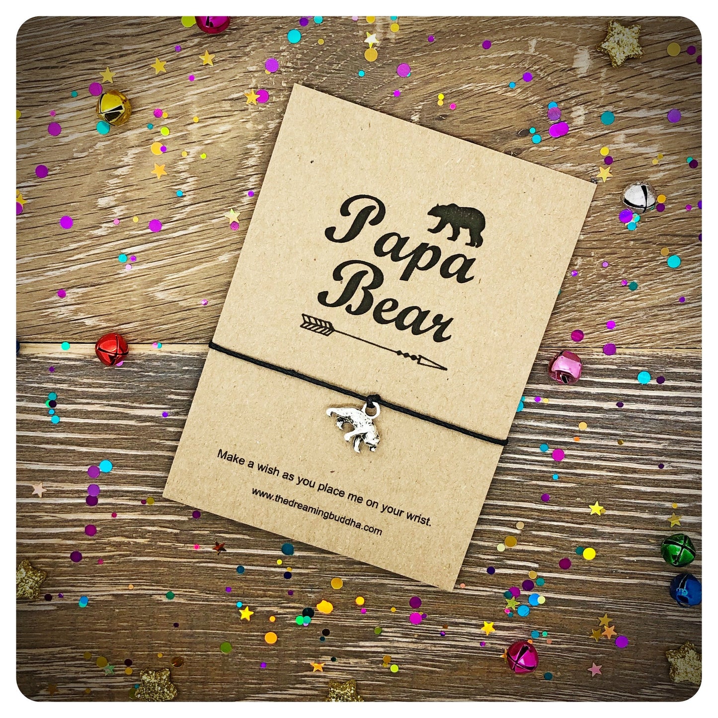 Papa Bear Wish Bracelet, Love My Daddy Gift, Fathers Day Card, New Dad Wishlet, Strong Daddy Cord Bracelet