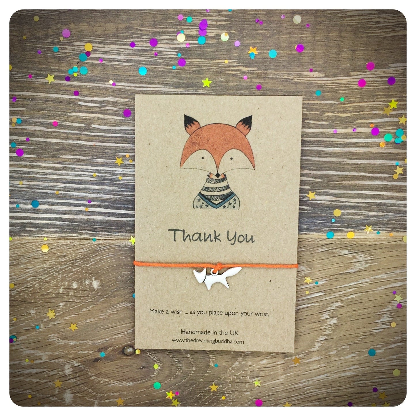 FOX Thank You Wish Bracelet, Thank You Friendship Bracelet, Fox Thank You Card, Fox String Bracelet, Thank You Wishlet, Small Thank You Gift