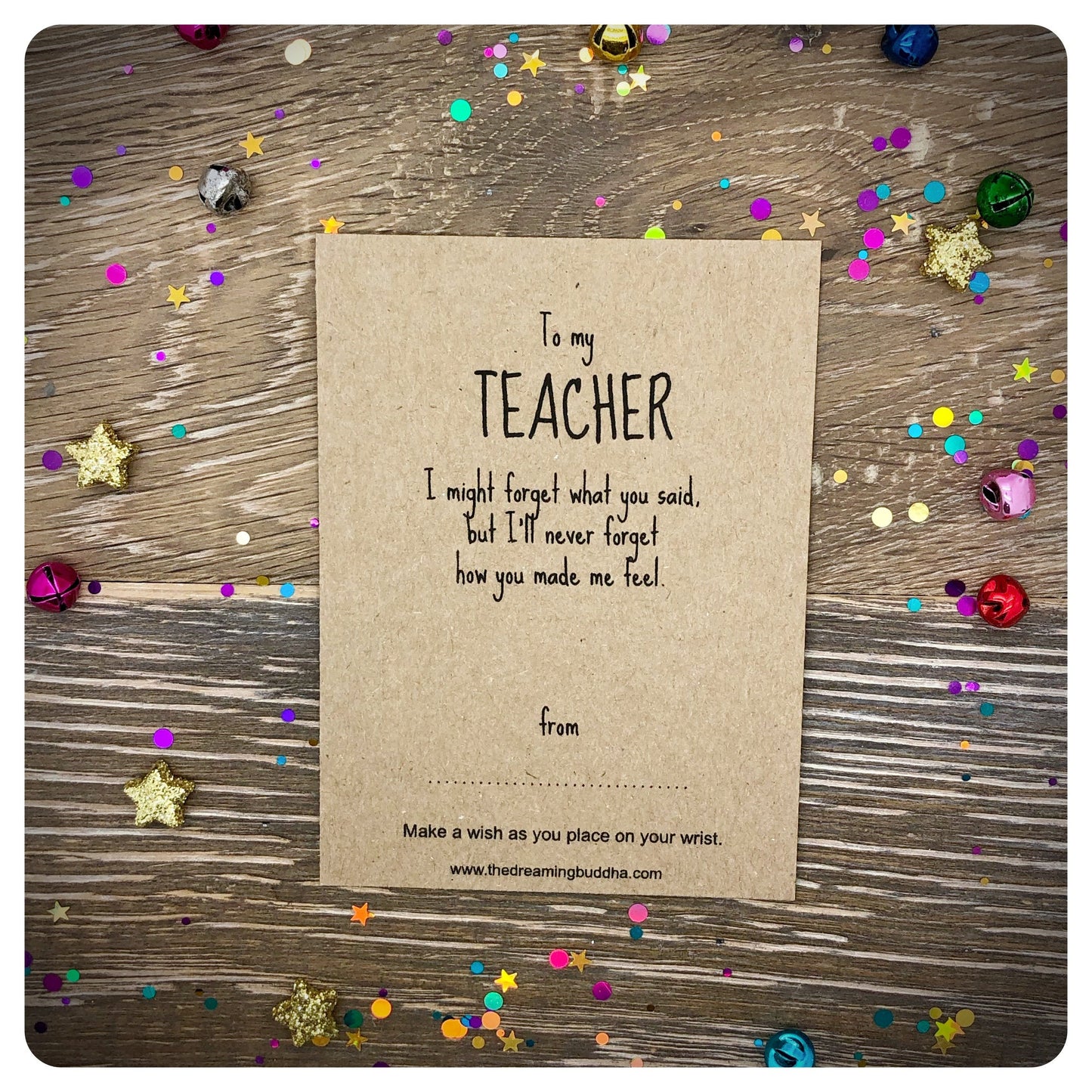 Teacher Wish Bracelet, Personalised Teacher Present, Teacher Appreciation Gift, Teacher Thank You Card