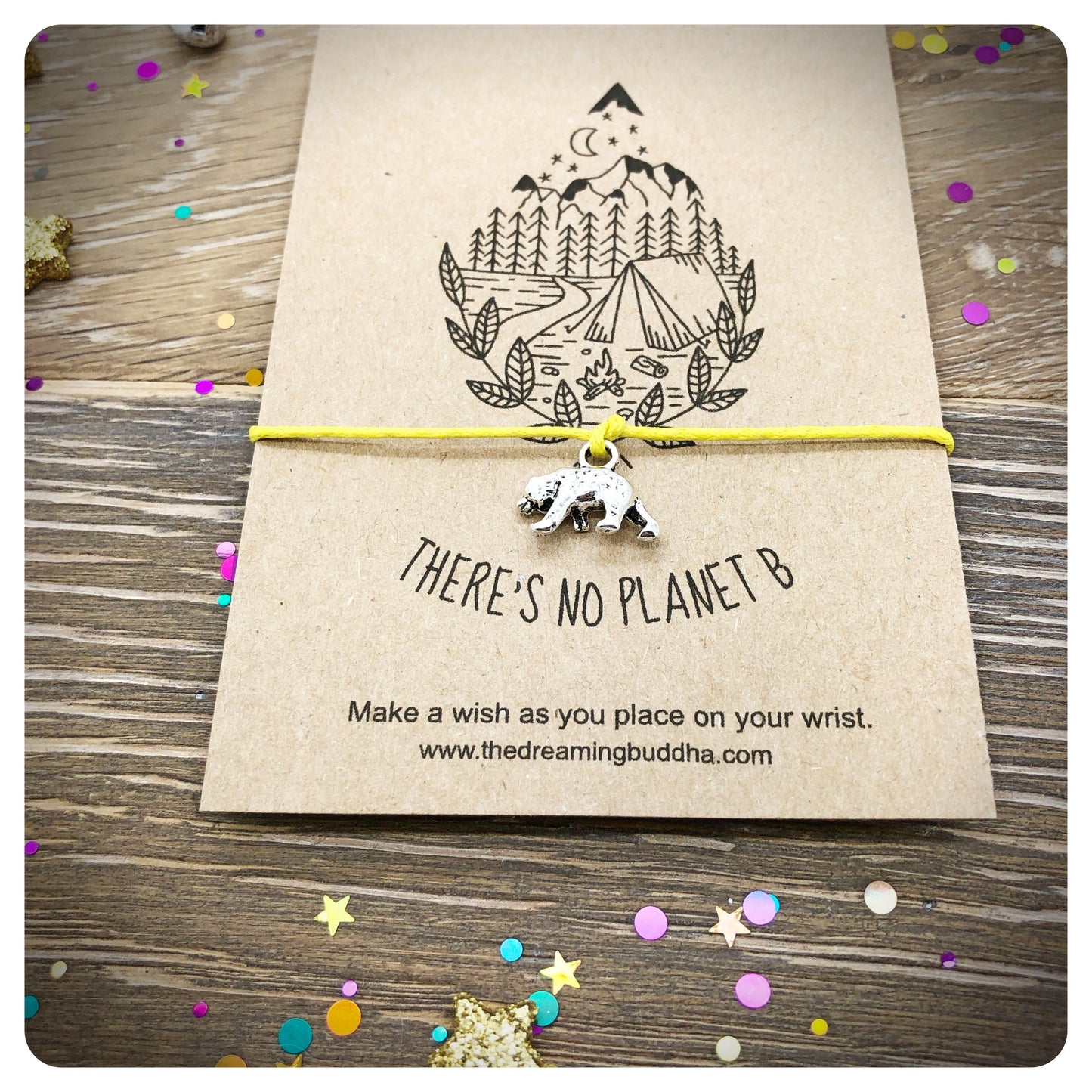 There’s No Planet B Wish Bracelet, Vegan Birthday Gift, Environmental Cord Bracelet, Nature String Bracelet