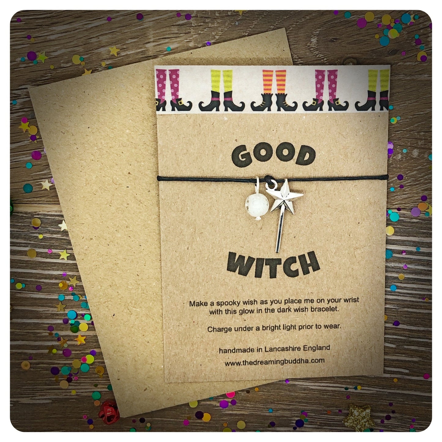 Good Witch Wish Bracelet, Glow in the Dark Bracelet, Witch Halloween Gift, Magical Glow Bracelet, Good Witch Jewellery