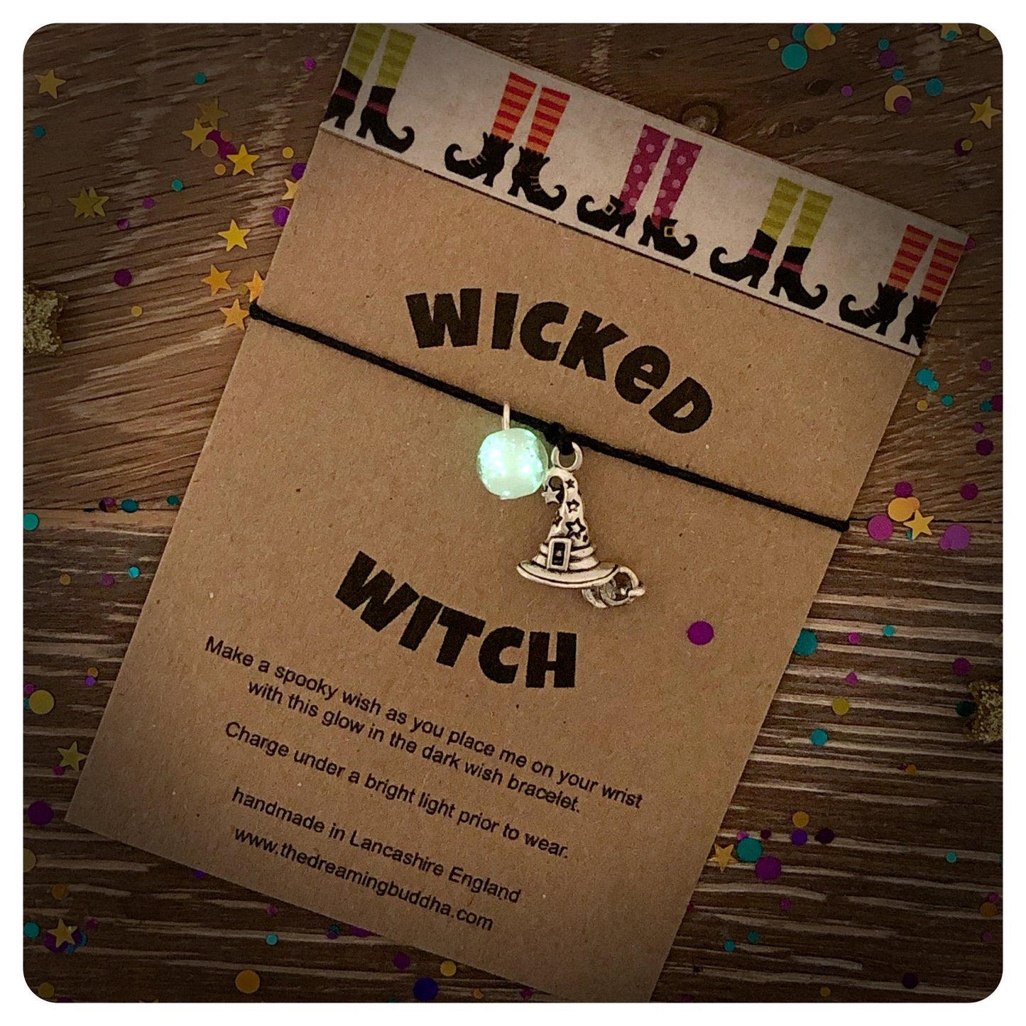 Wicked Witch Wish Bracelet, Glow in the Dark Bracelet, Witch Halloween Gift, Magical Glow Bracelet, Wicked Witch Jewellery