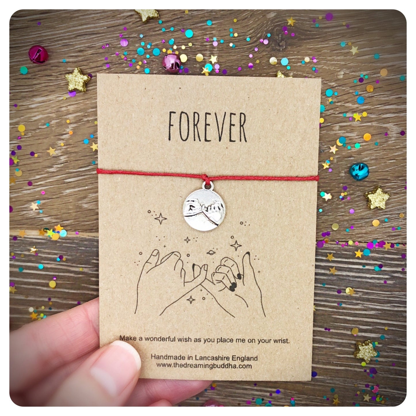 Pack Of Two Pinky Promise Wish Bracelet, Couples Bracelets, Friendship Fiancée Bracelets, Forever Promise Card