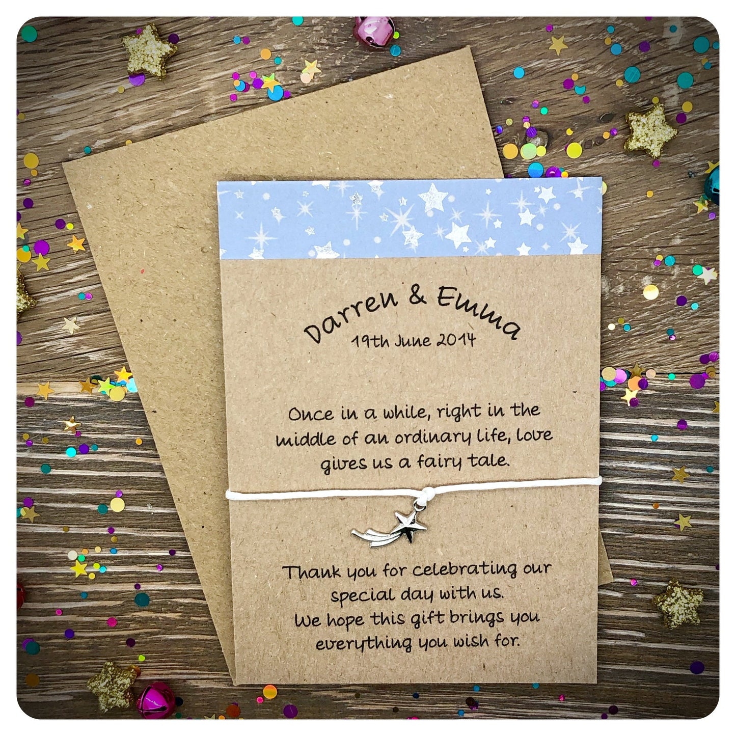 Wedding Wish Bracelet Favours, Personalised Wedding Wishes, Handmade Wedding Favors, Fairytale Wedding Cards, Fairy Tale Guest Gifts