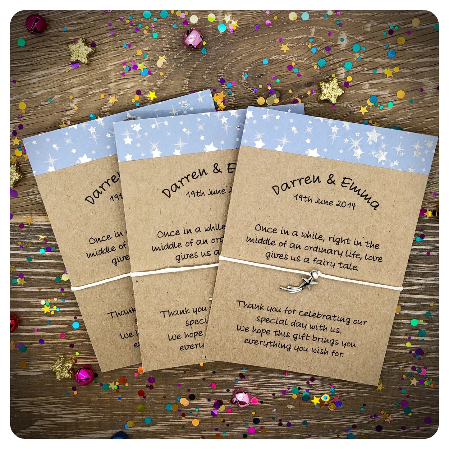 Wedding Wish Bracelet Favours, Personalised Wedding Wishes, Handmade Wedding Favors, Fairytale Wedding Cards, Fairy Tale Guest Gifts