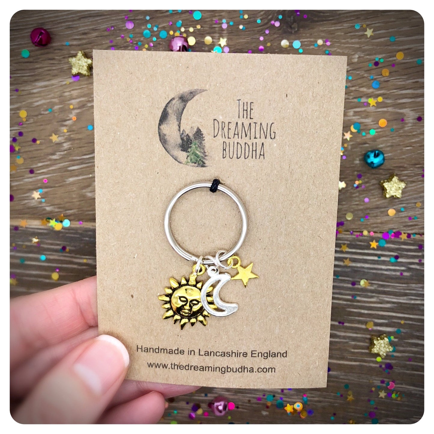 Sun Moon Stars Keyring, Celestial Keychain, 80s Lover Key Ring, You Are The Moon The Sun & All Of My Stars, Birthday Keyring