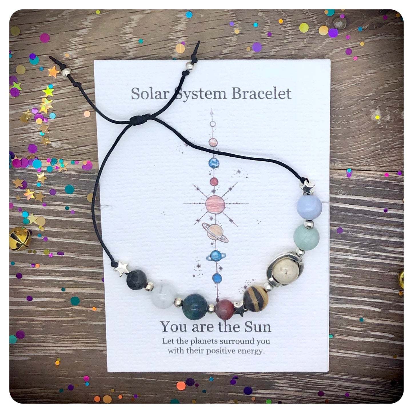 Adjustable Planet Bracelet, Gemstone Solar System Bracelet, Crystal Universe Gift, Space Bracelet, Stone Solar System