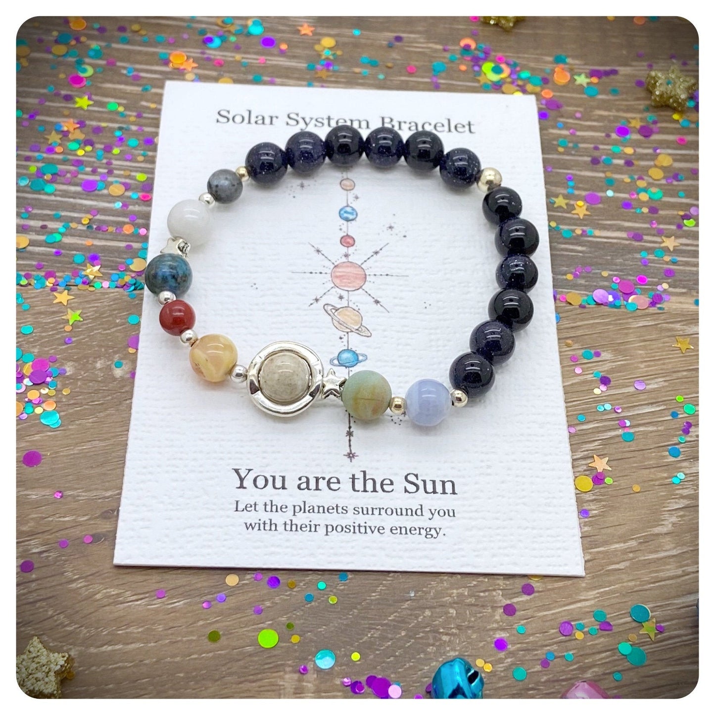 Mens Planet Bracelet, Solar System Bracelet, Beaded Universe Bracelet, Mens Gemstone Space Bracelet