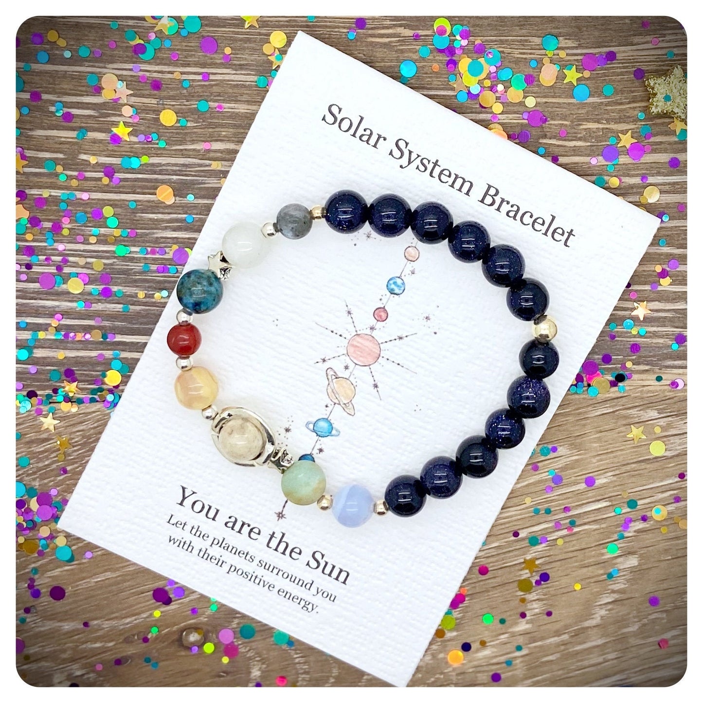 Mens Planet Bracelet, Solar System Bracelet, Beaded Universe Bracelet, Mens Gemstone Space Bracelet