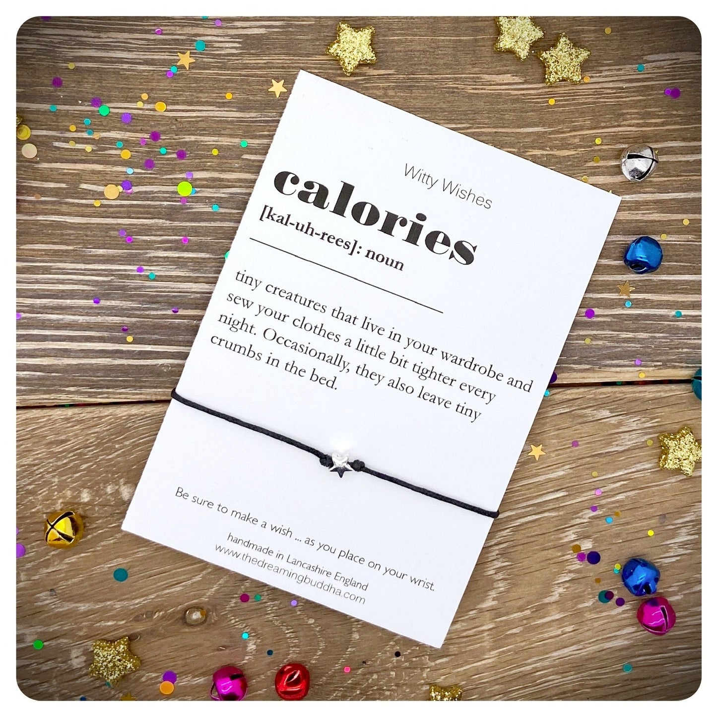 Calories Dictionary Definition, Calories Wish bracelet, Foodie Gift, Funny Diet Card, Friendship Bracelet