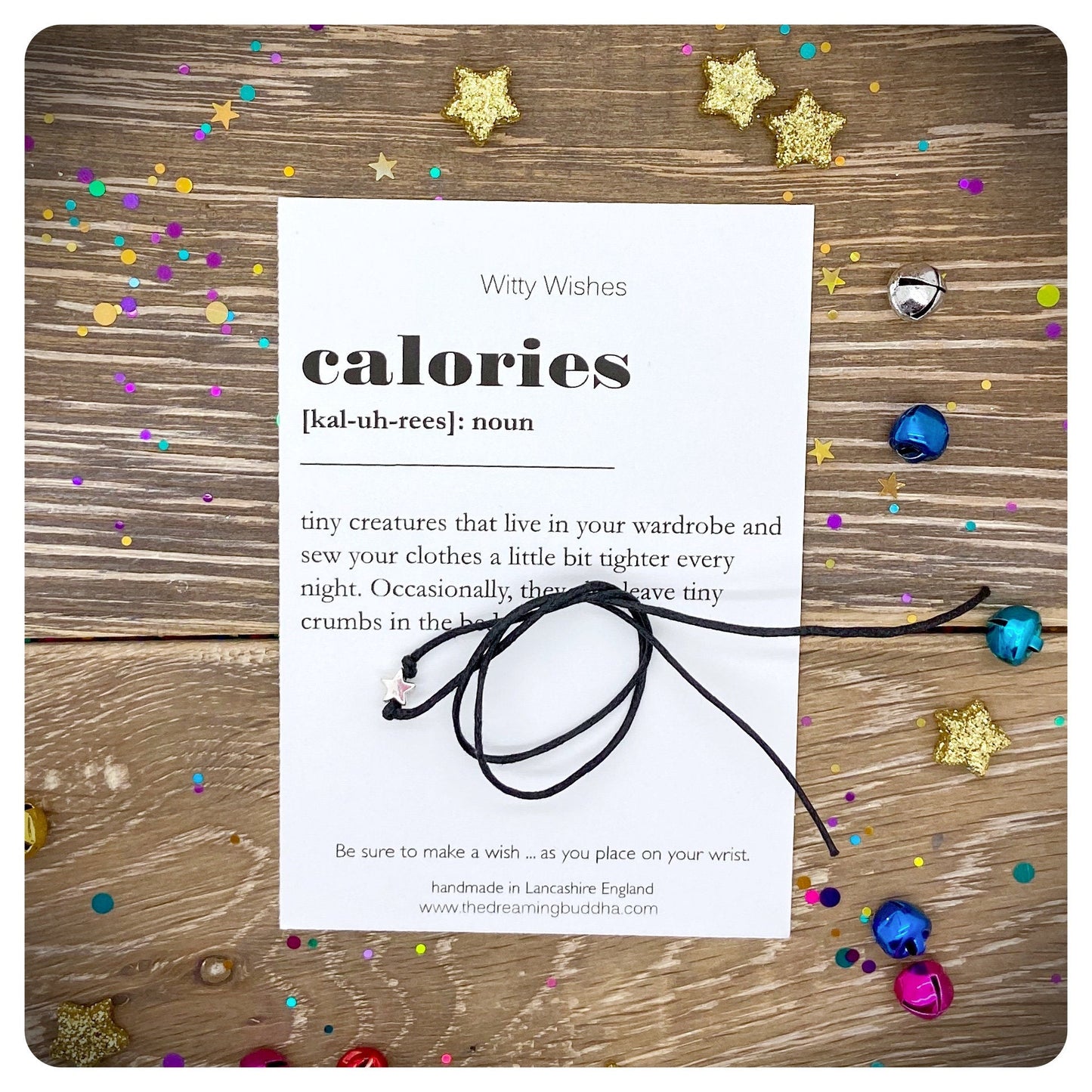 Calories Dictionary Definition, Calories Wish bracelet, Foodie Gift, Funny Diet Card, Friendship Bracelet