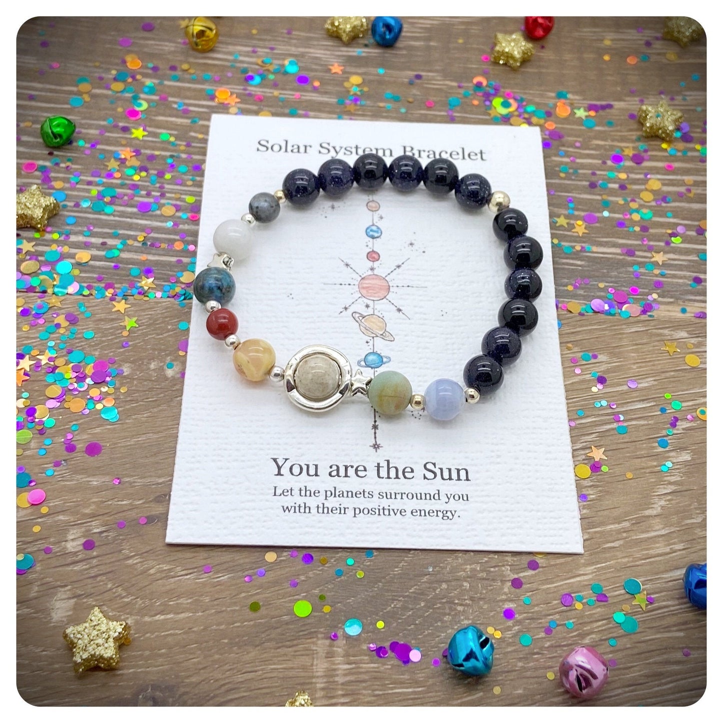 Mens Planet Bracelet, Solar System Bracelet, Beaded Universe Bracelet, Mens Gemstone Space Bracelet