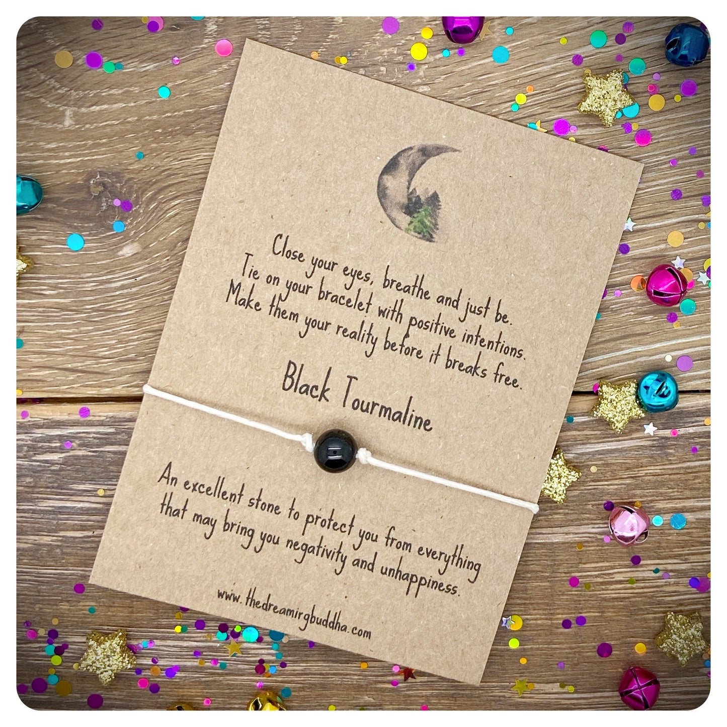 Black Tourmaline Protection Bracelet, Protection Wish Bracelet, Stress Anxiety Gift, Empaths Bracelet, Minimalistic Intentions Bracelet