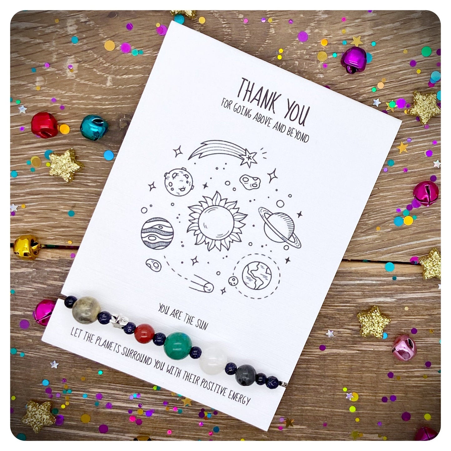 Planet Appreciation Bracelet, Thank You Above And Beyond Gift, Thank You Space Bracelet, Unique Thank You Gift, Employee Card