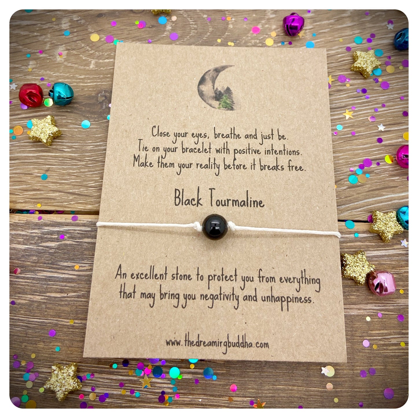 Black Tourmaline Protection Bracelet, Protection Wish Bracelet, Stress Anxiety Gift, Empaths Bracelet, Minimalistic Intentions Bracelet