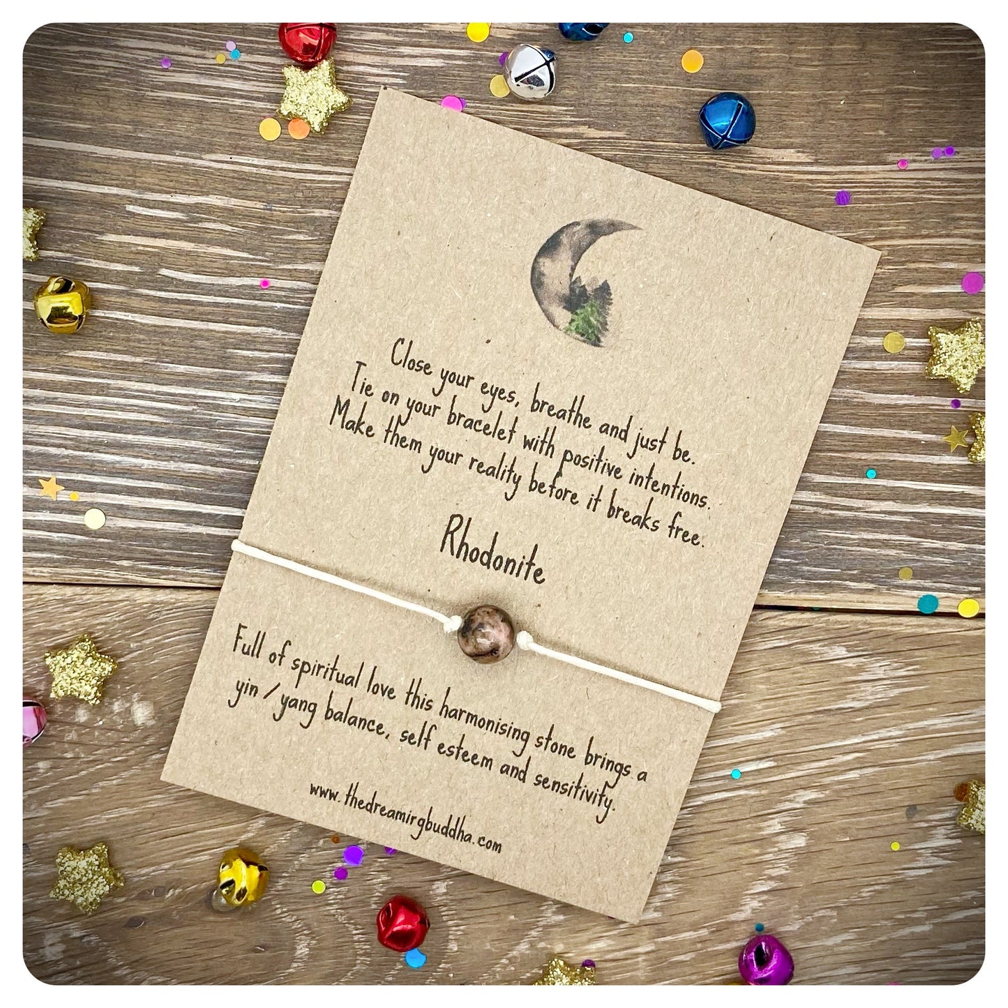 Rhodonite Wish Bracelet, Healing Crystal Bracelet