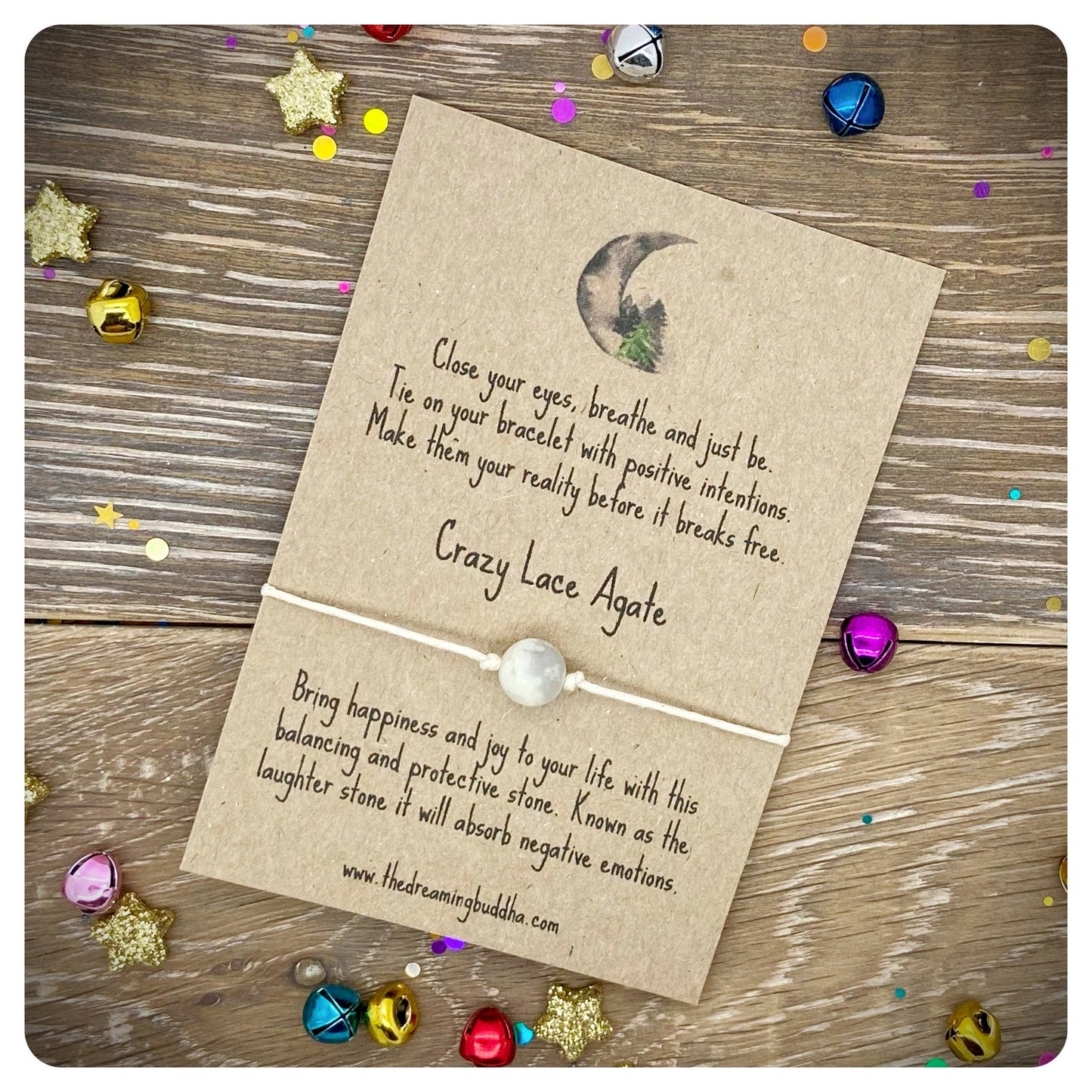 Crazy Lace Agate Wish Bracelet, Healing Crystal Jewelry