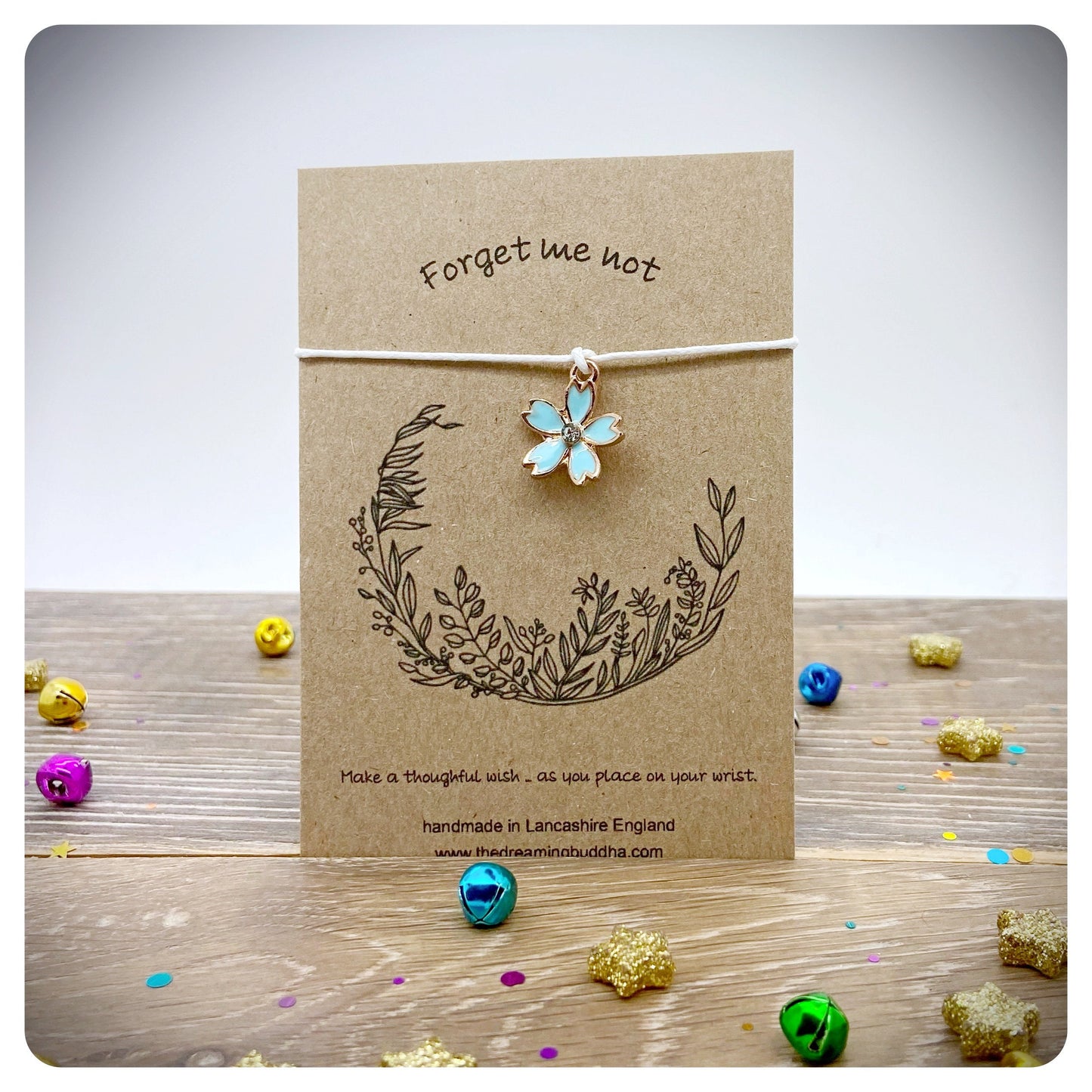 Forget Me Not Flower Wish Bracelet, Remembrance Jewellery, Lost Loved One, Bereavement Card and Bracelet Keepsake, Sympathy Pet Loss