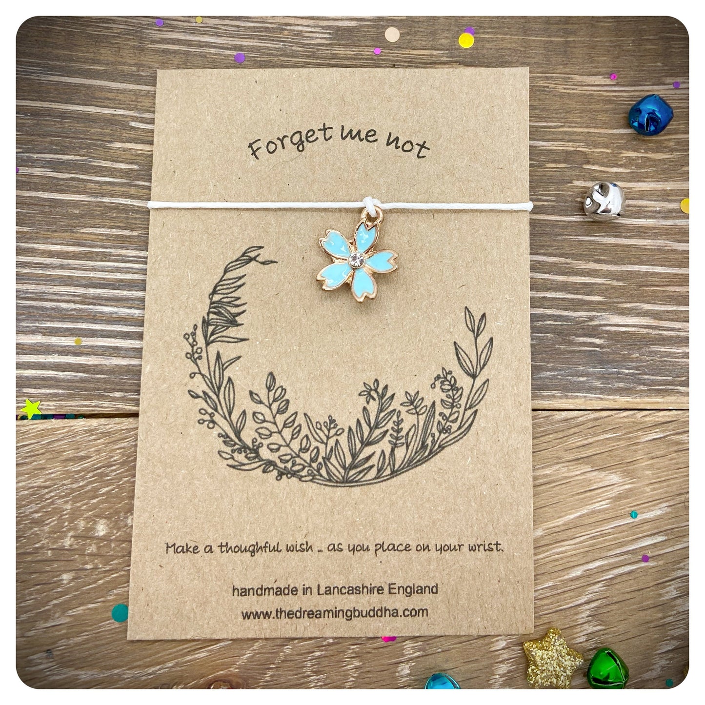 Forget Me Not Flower Wish Bracelet, Remembrance Jewellery, Lost Loved One, Bereavement Card and Bracelet Keepsake, Sympathy Pet Loss