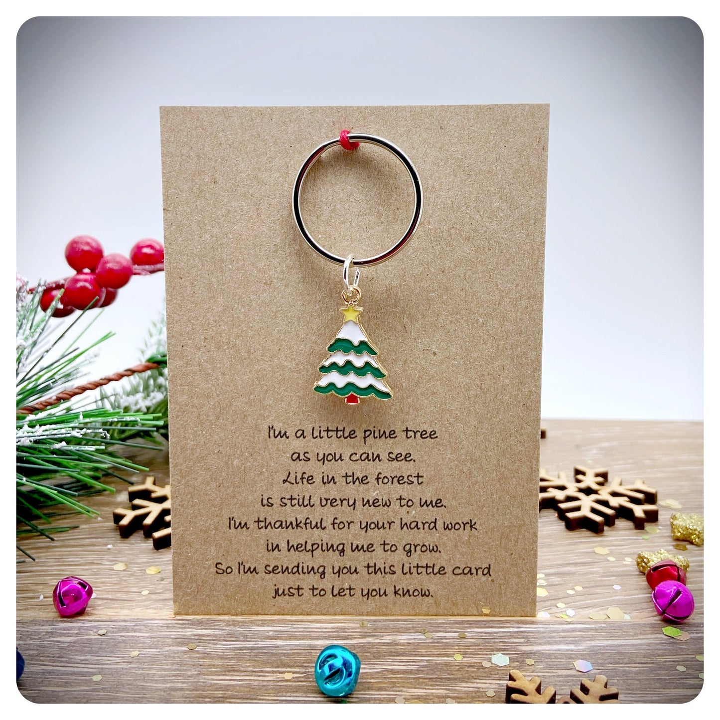 Christmas Teacher Keyring, Primary School Male Teacher Gift, Nursery School Xmas Keychain, Teaching Assistant Poem Card