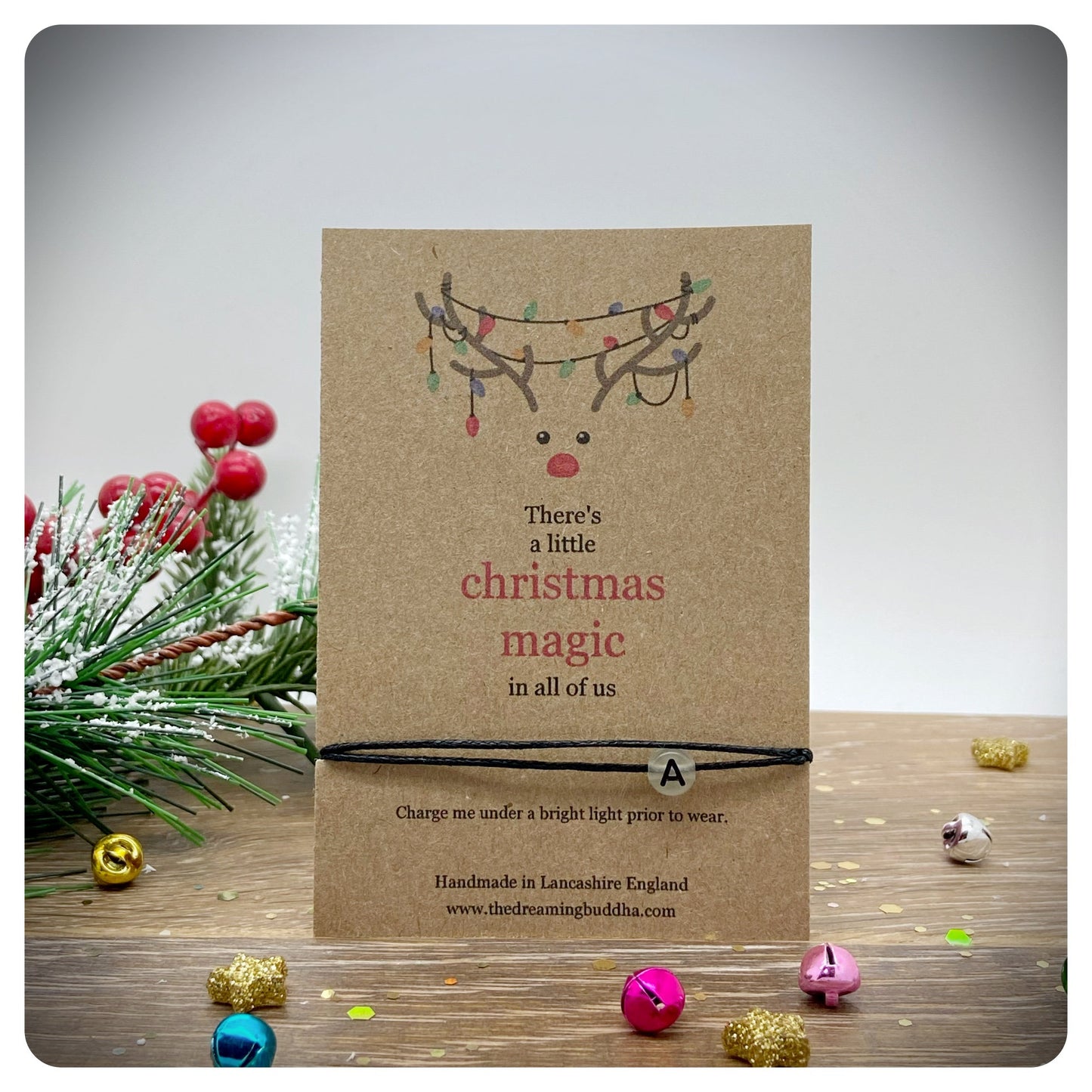 Magical Christmas Bracelet, Personalised Kids Stocking Filler, Secret Santa Gift, Glow In The Dark Initial Bracelet