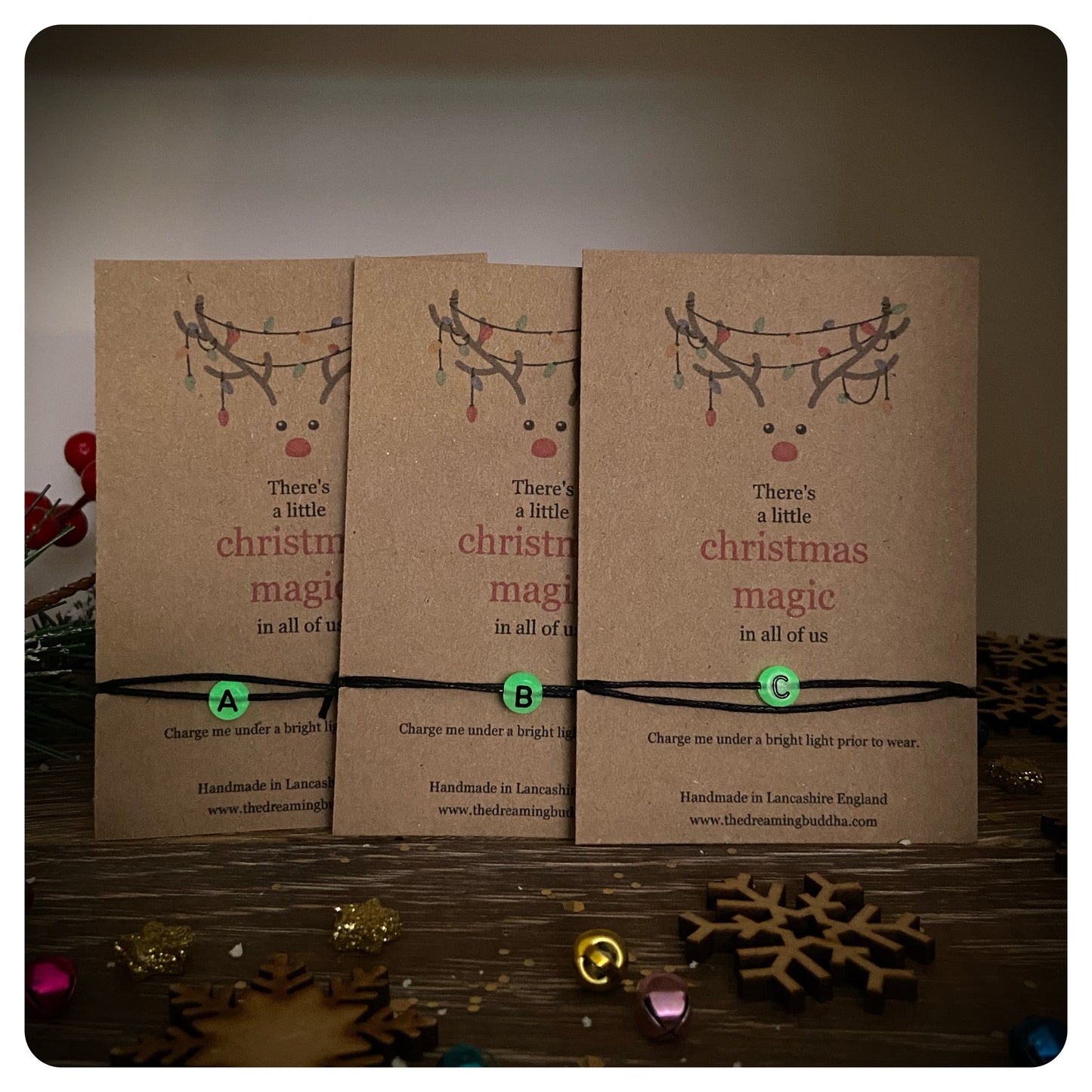 Magical Christmas Bracelet, Personalised Kids Stocking Filler, Secret Santa Gift, Glow In The Dark Initial Bracelet