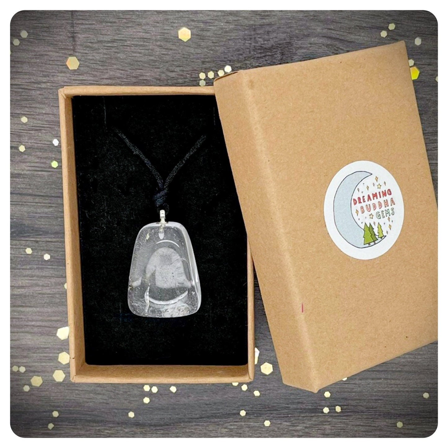 Clear Quartz Adjustable Pendant, Long Gemstone Necklace