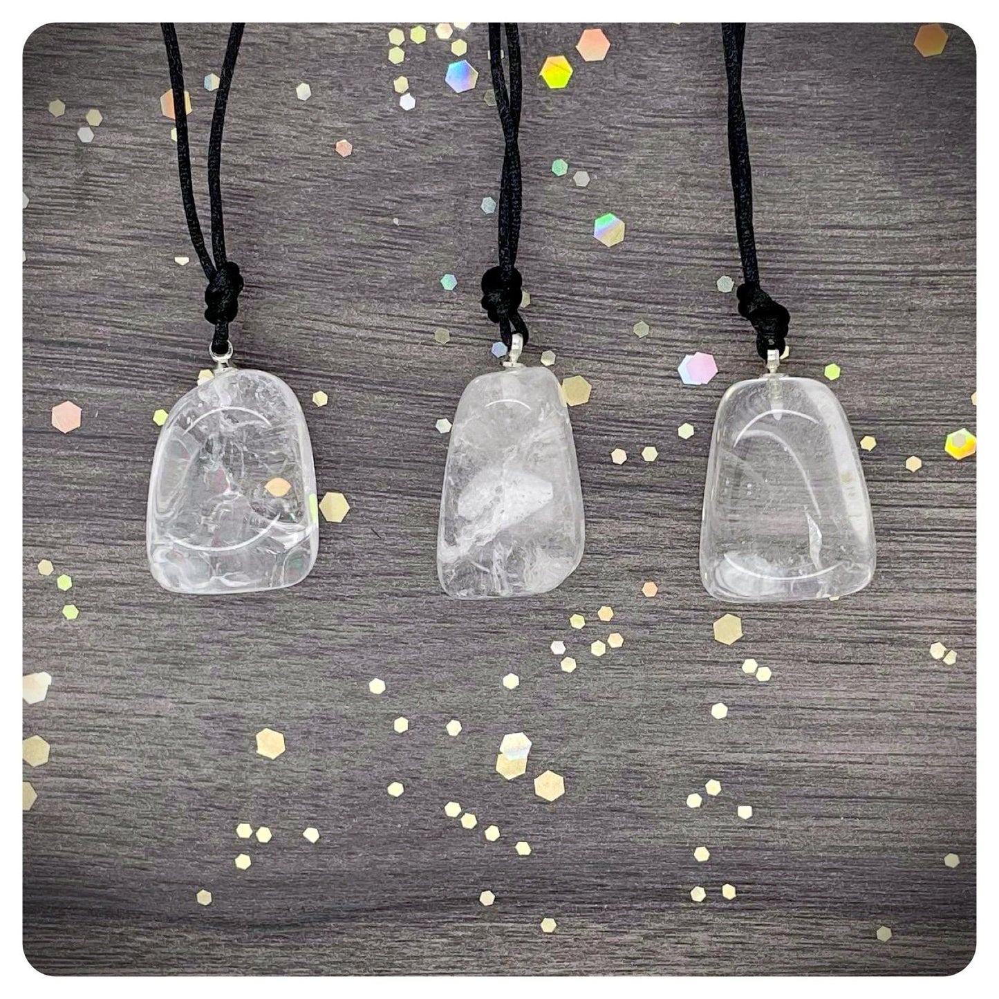 Clear Quartz Adjustable Pendant, Long Gemstone Necklace