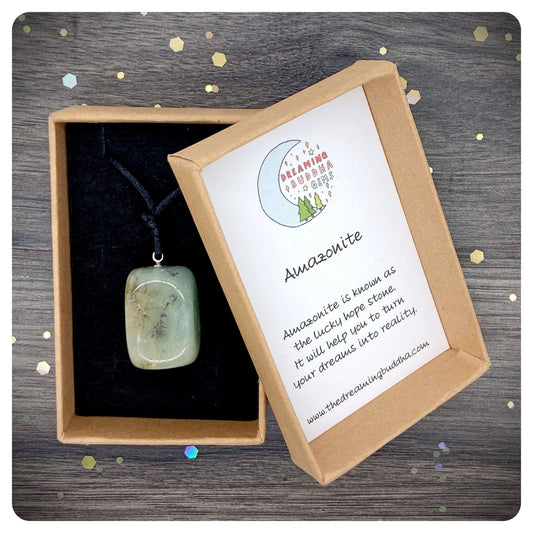 Natural Amazonite Long Cord Necklace, Initial Charm Personalisation