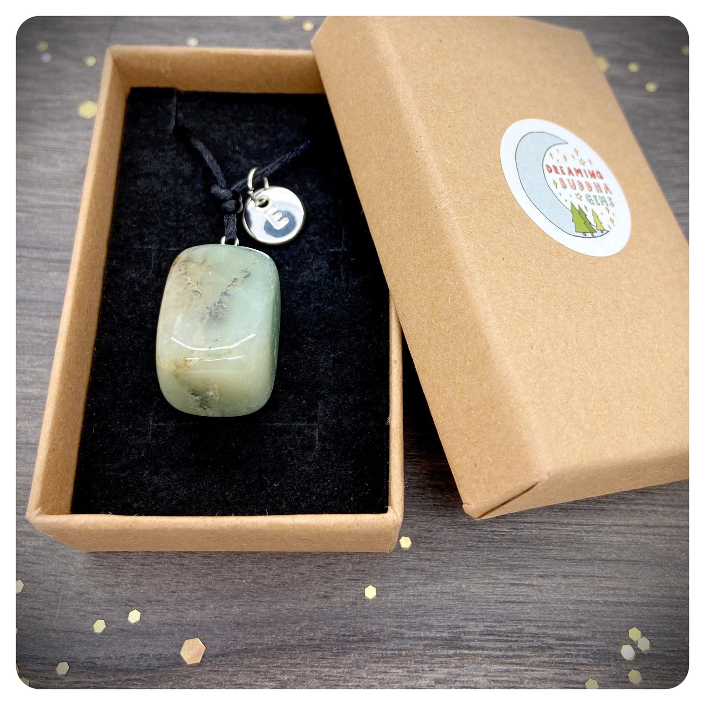 Natural Amazonite Long Cord Necklace, Initial Charm Personalisation