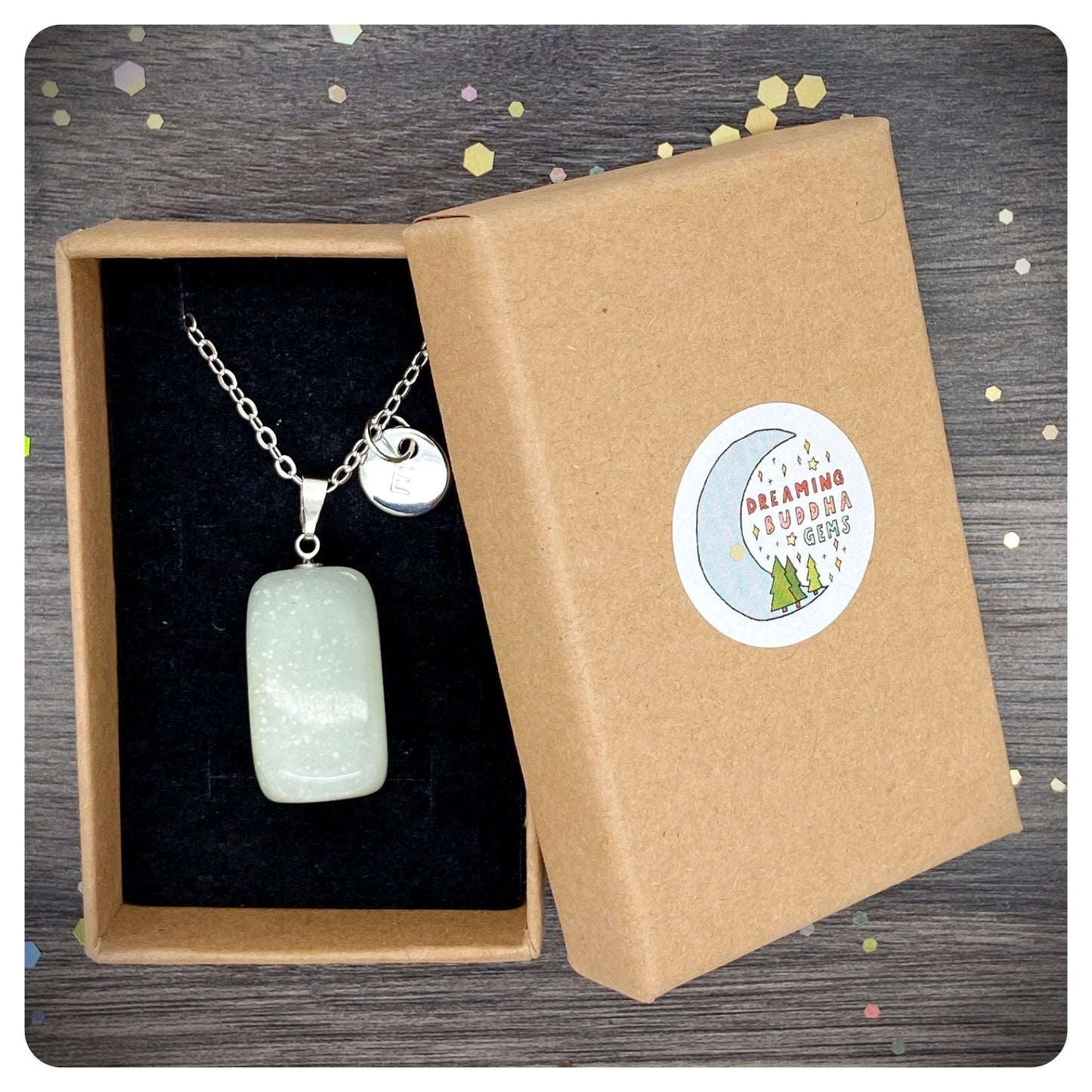 Green Jade Gemstone Necklace, Personalised Crsytal Jewellery