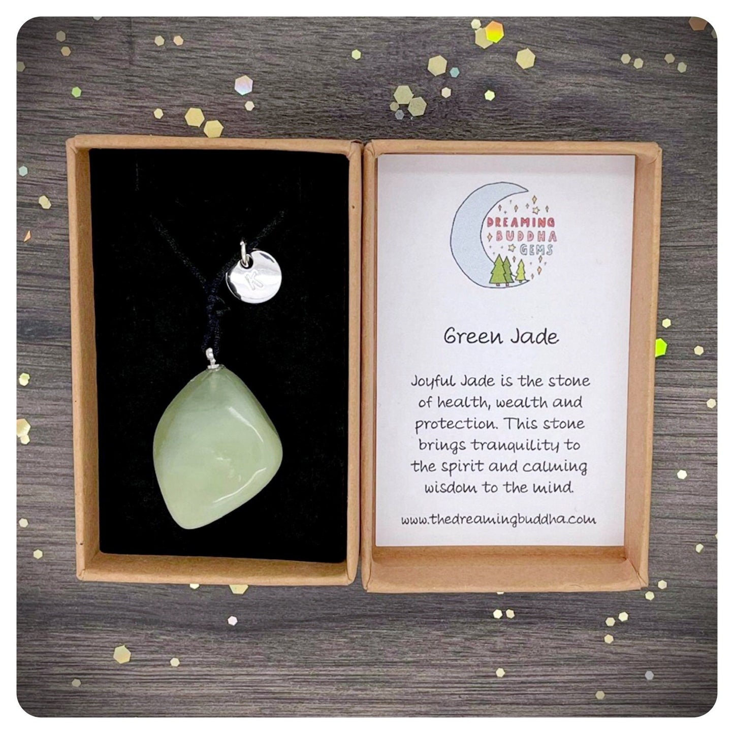 Green Jade Pendant Necklace, Personalised Calming Crystal Jewellery