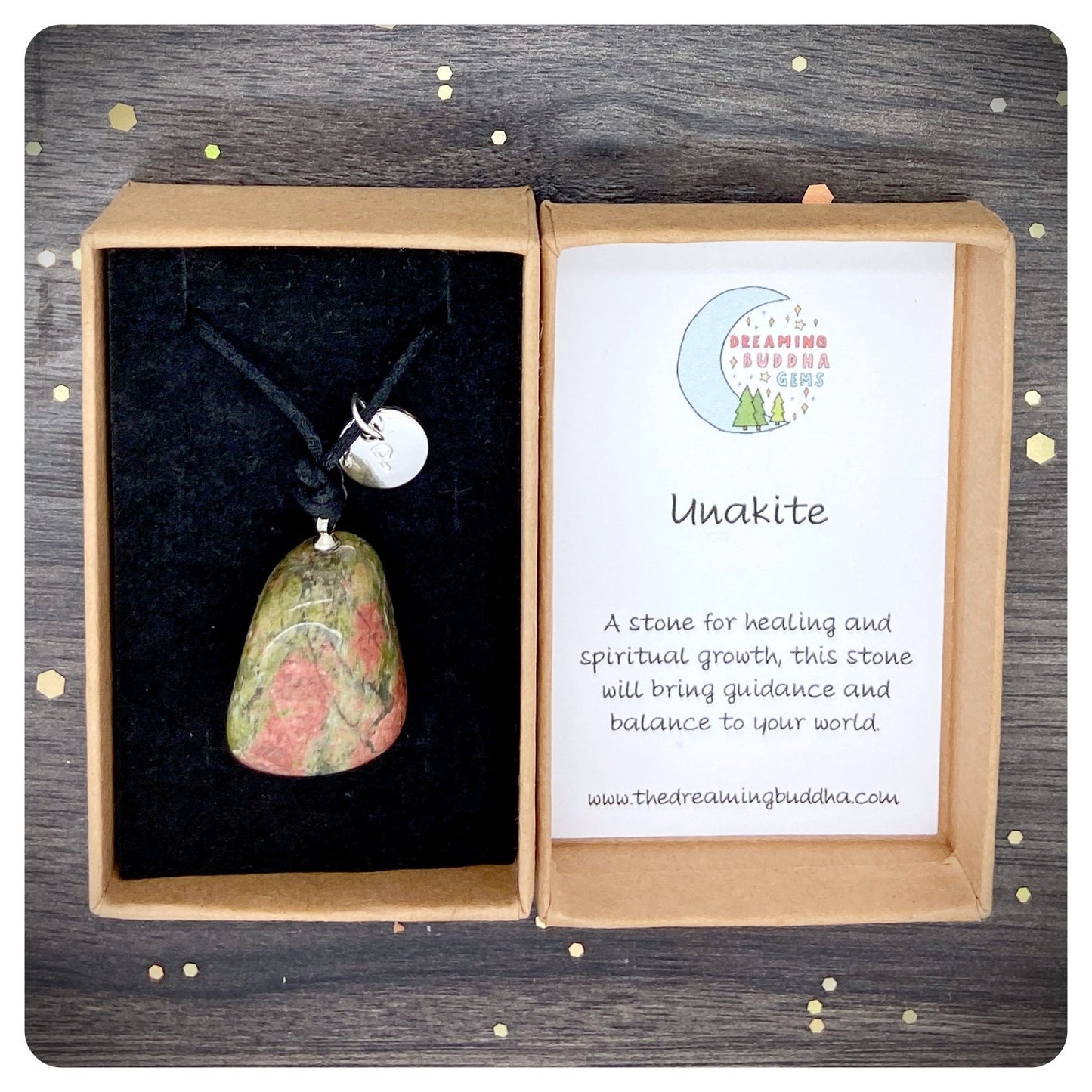 Unakite Adjustable Pendant, Long Personalised Gemstone Necklace