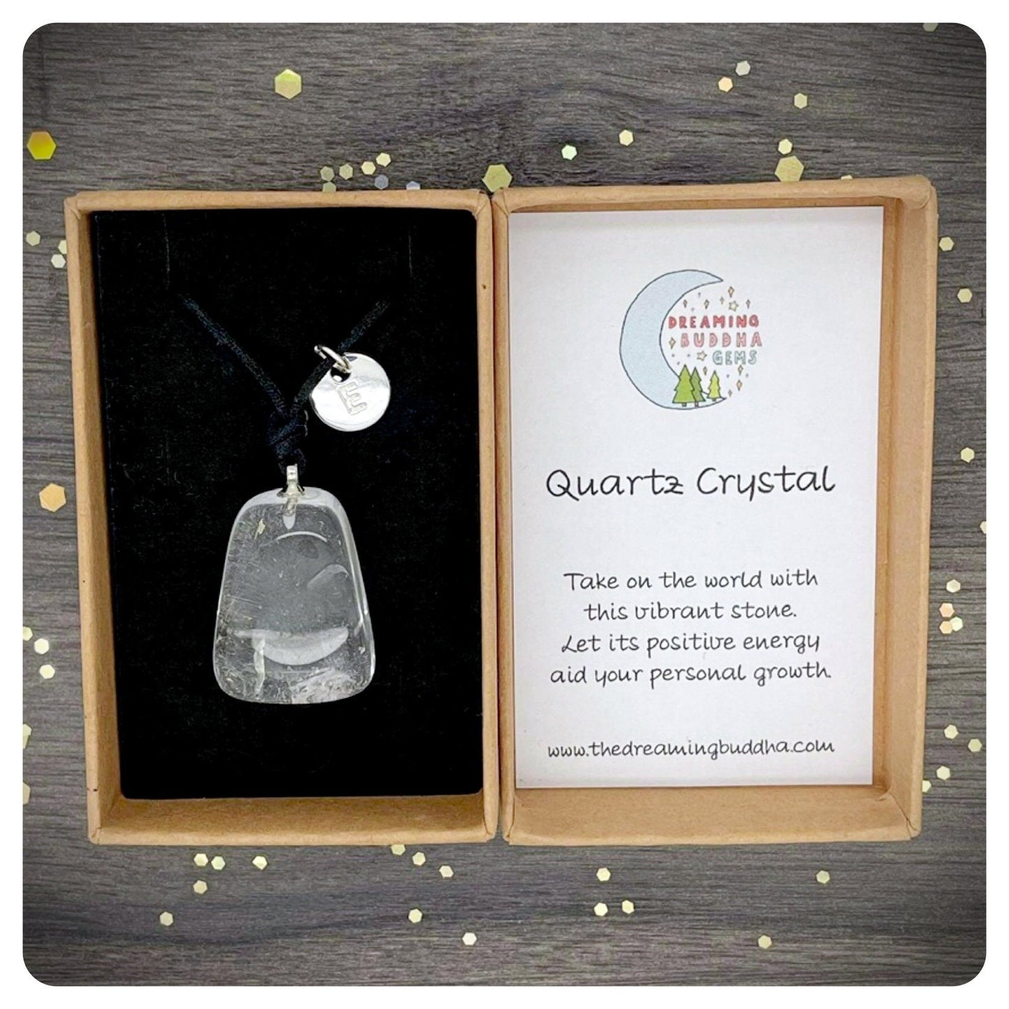 Clear Quartz Adjustable Pendant, Long Gemstone Necklace