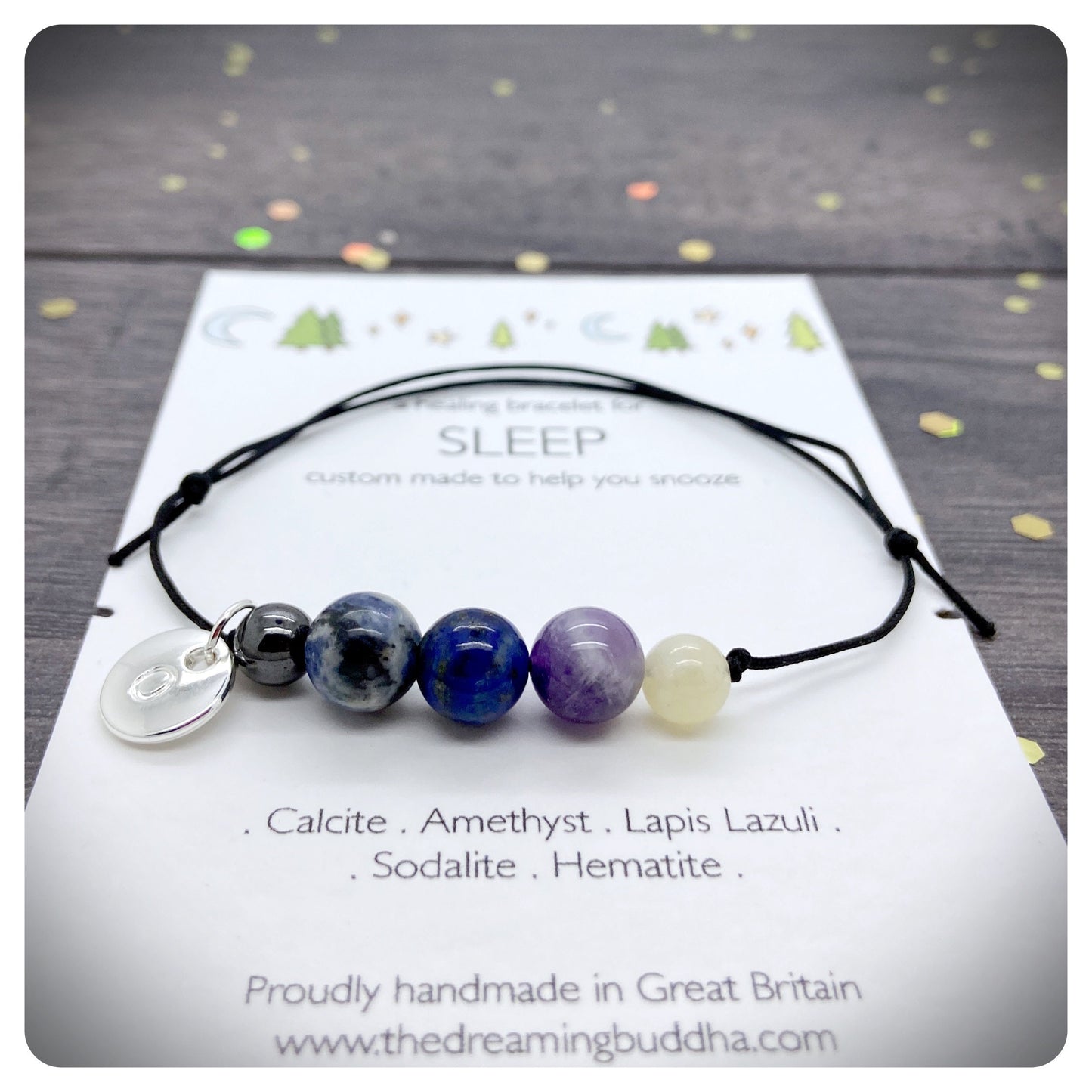 Crystal Sleep Bracelet, Personalised Insomnia Bracelet, Sleep Well Gift, Adjustable Gemstone Bracelet