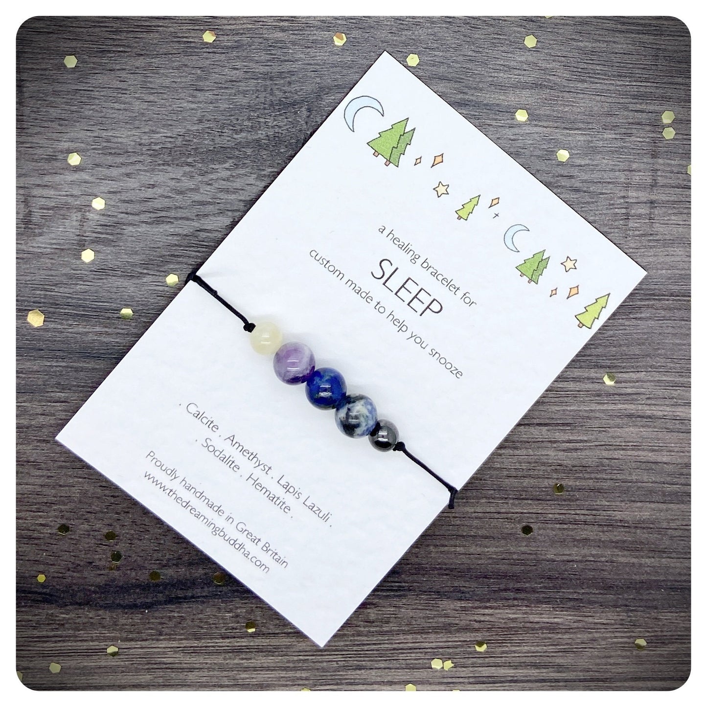 Crystal Sleep Bracelet, Personalised Insomnia Bracelet, Sleep Well Gift, Adjustable Gemstone Bracelet