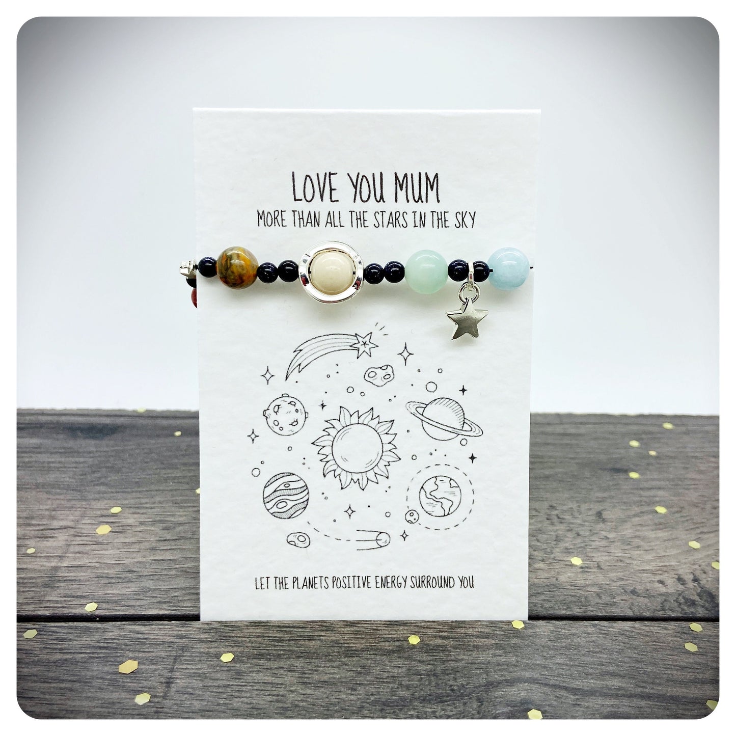 Mothers Day Solar System Bracelet, Love You More Than The Stars In The Sky, Personalised Space Lover Mum, Handmade Unique Space Jewellery