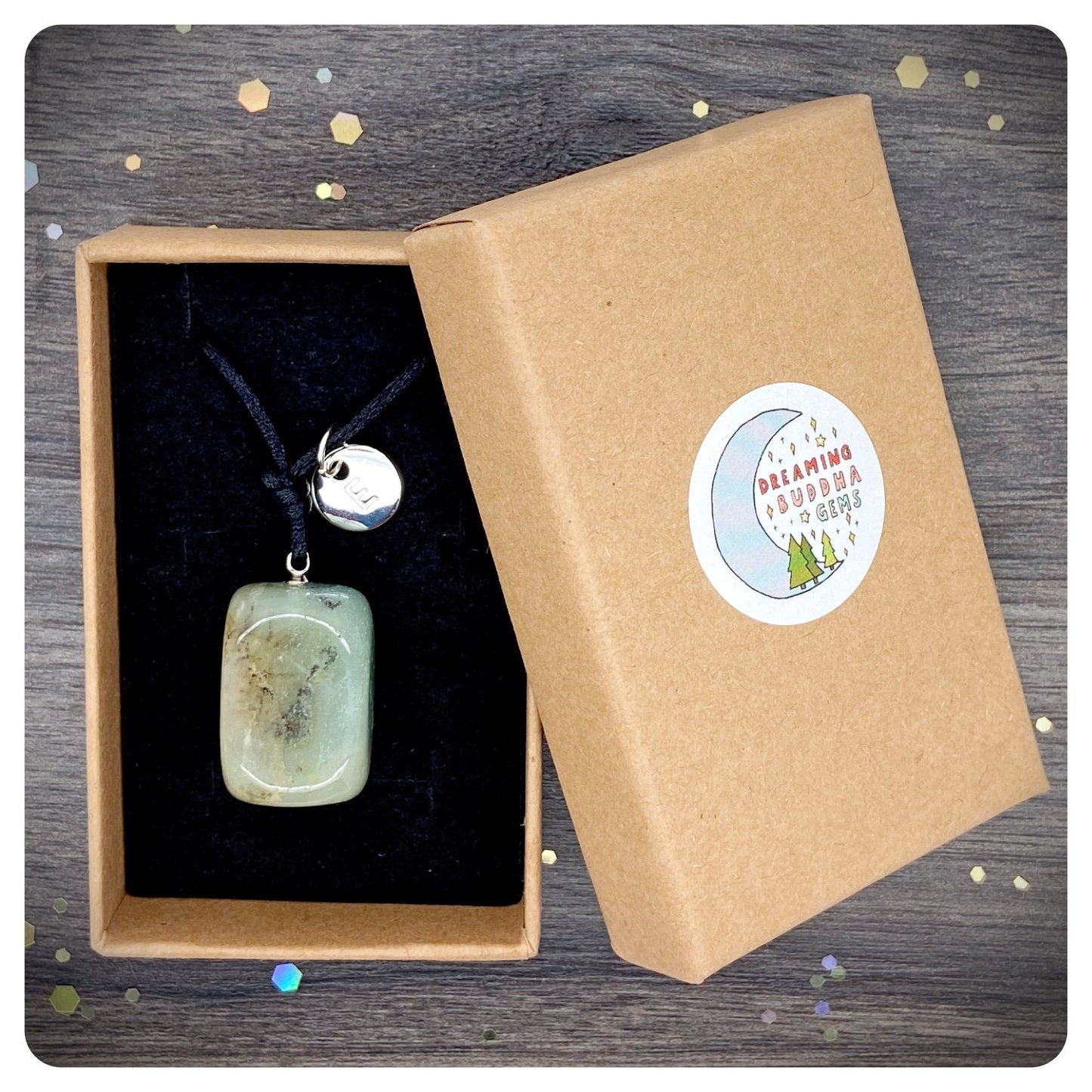 Natural Amazonite Long Cord Necklace, Initial Charm Personalisation