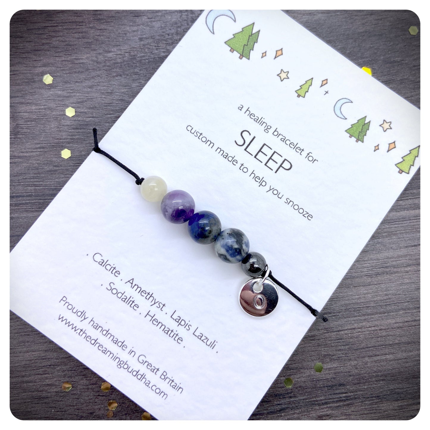 Crystal Sleep Bracelet, Personalised Insomnia Bracelet, Sleep Well Gift, Adjustable Gemstone Bracelet